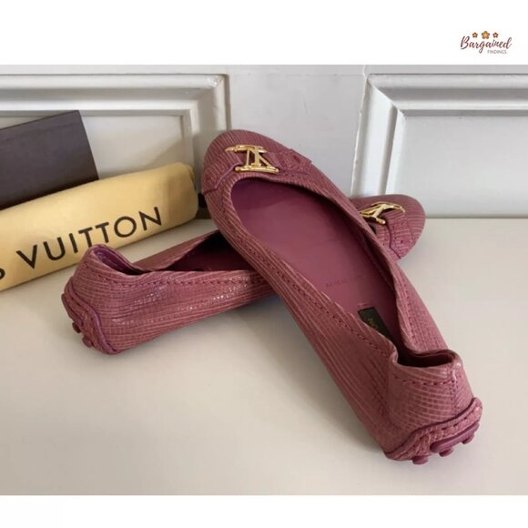 Authentic Louis Vuitton Light Maroon Epi Leather Gold LV Logo Ballet Flats 36/6 - Picture 9 of 12